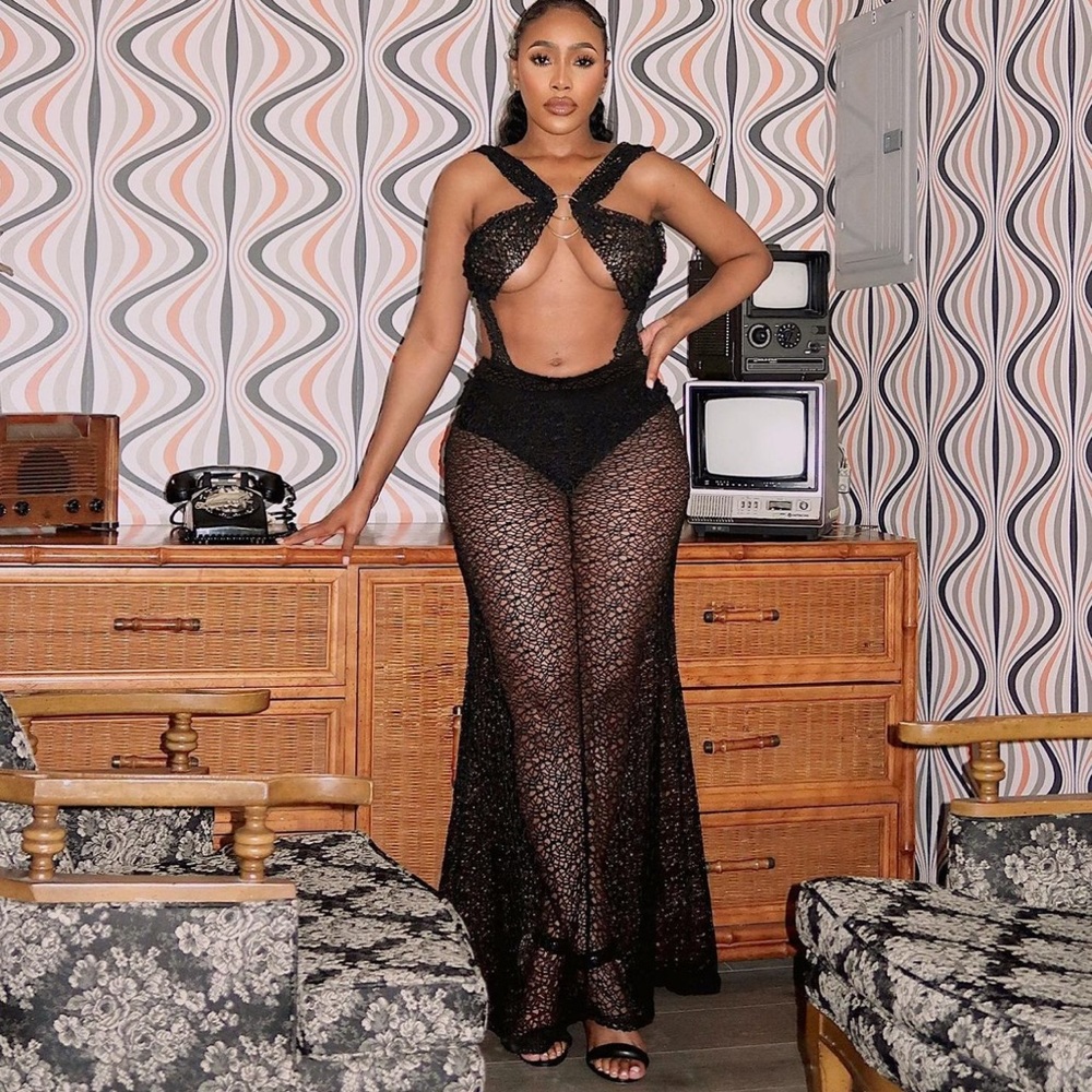 Black maxi cut out dress